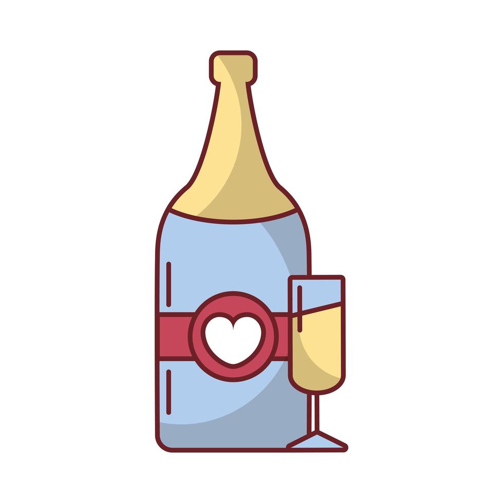 gelukkige Valentijnsdag wijnfles met hart vector
