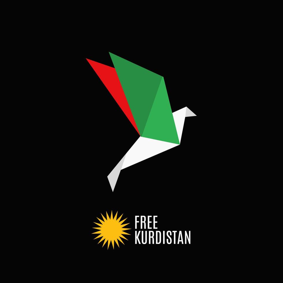 illustratie vector van vrij Koerdistan met origami duif perfect voor afdrukken, symbool, enz
