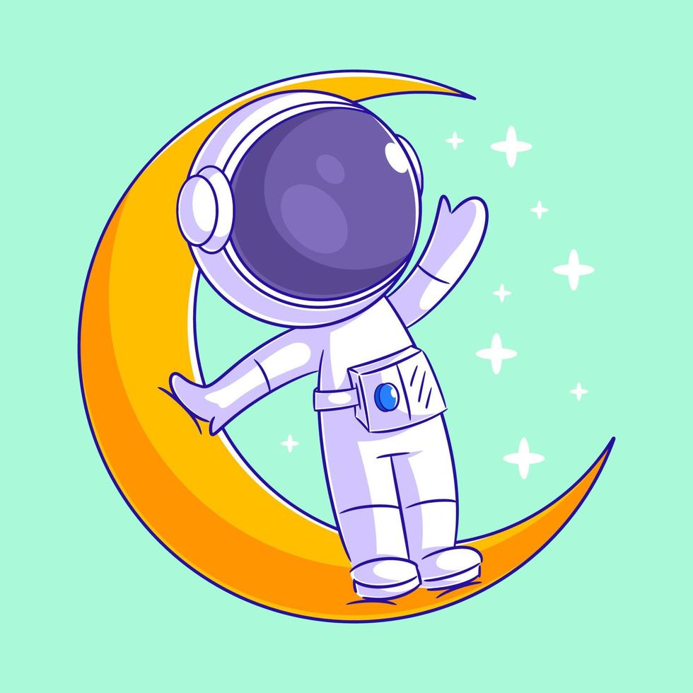 astronauten zijn staand ontspannen Aan de maan vector
