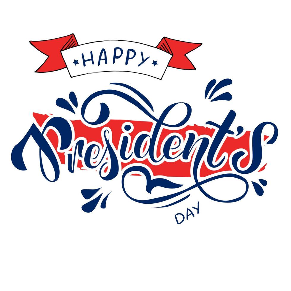 gelukkig presidenten dag tekst achtergrond. vector illustratie hand- getrokken tekst belettering voor presidenten dag in Verenigde Staten van Amerika. sterren en nationaal kleuren achtergrond.