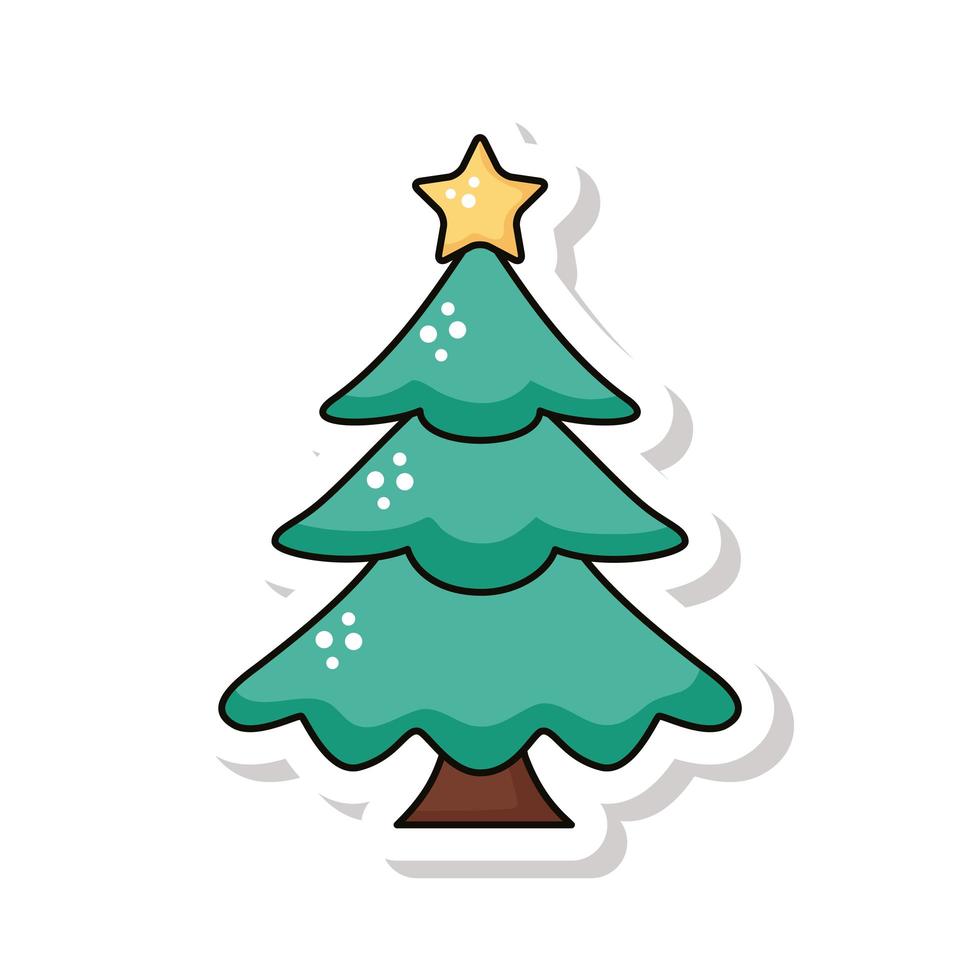 vrolijk kerstfeest pijnboom sticker pictogram vector