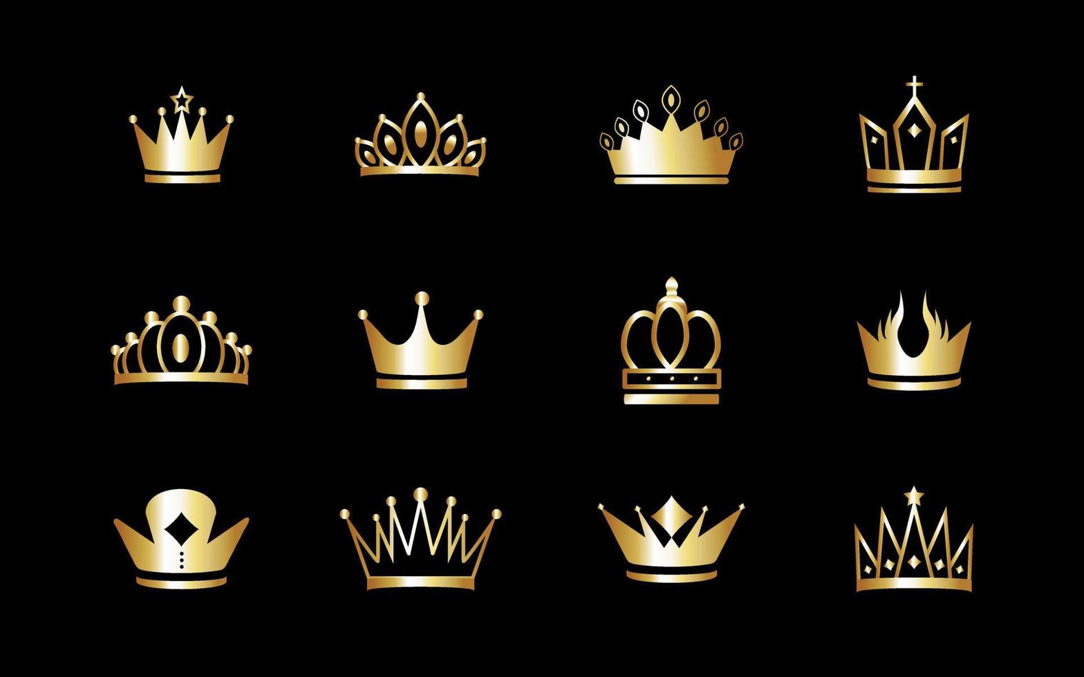 gouden kroon icon set vector