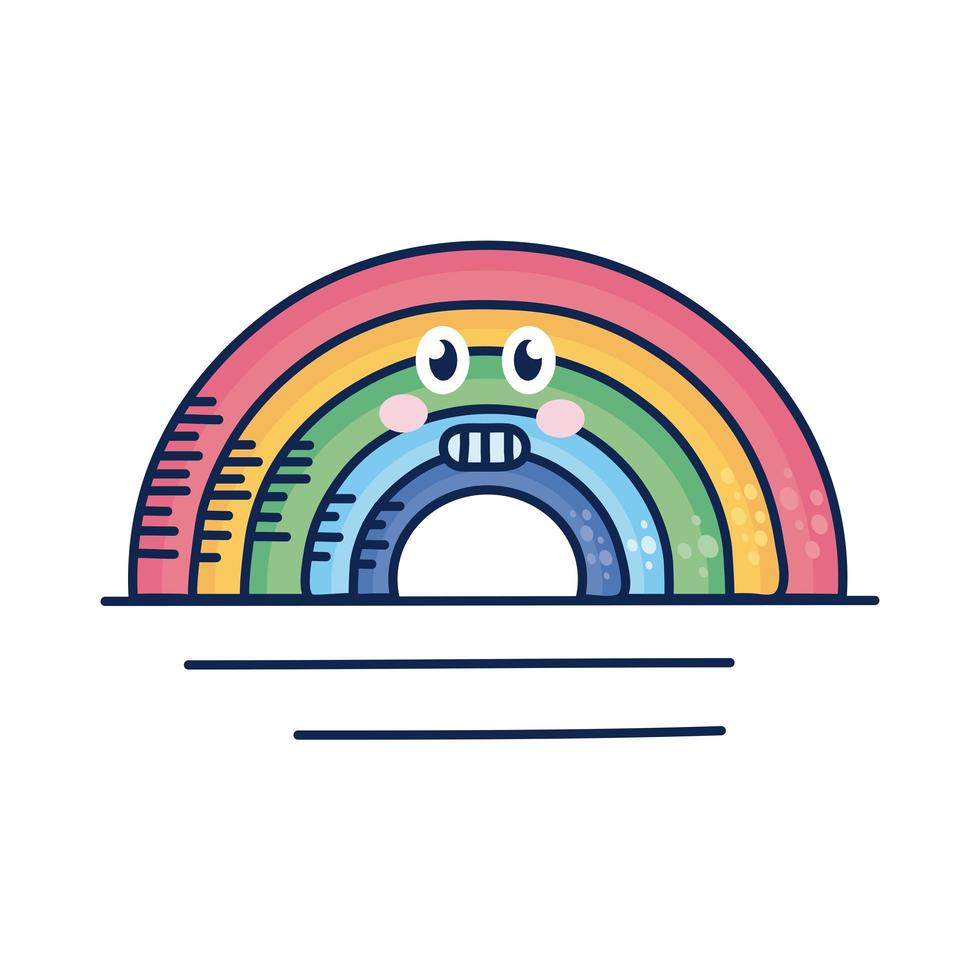 kawaii regenboog komisch karakter vector