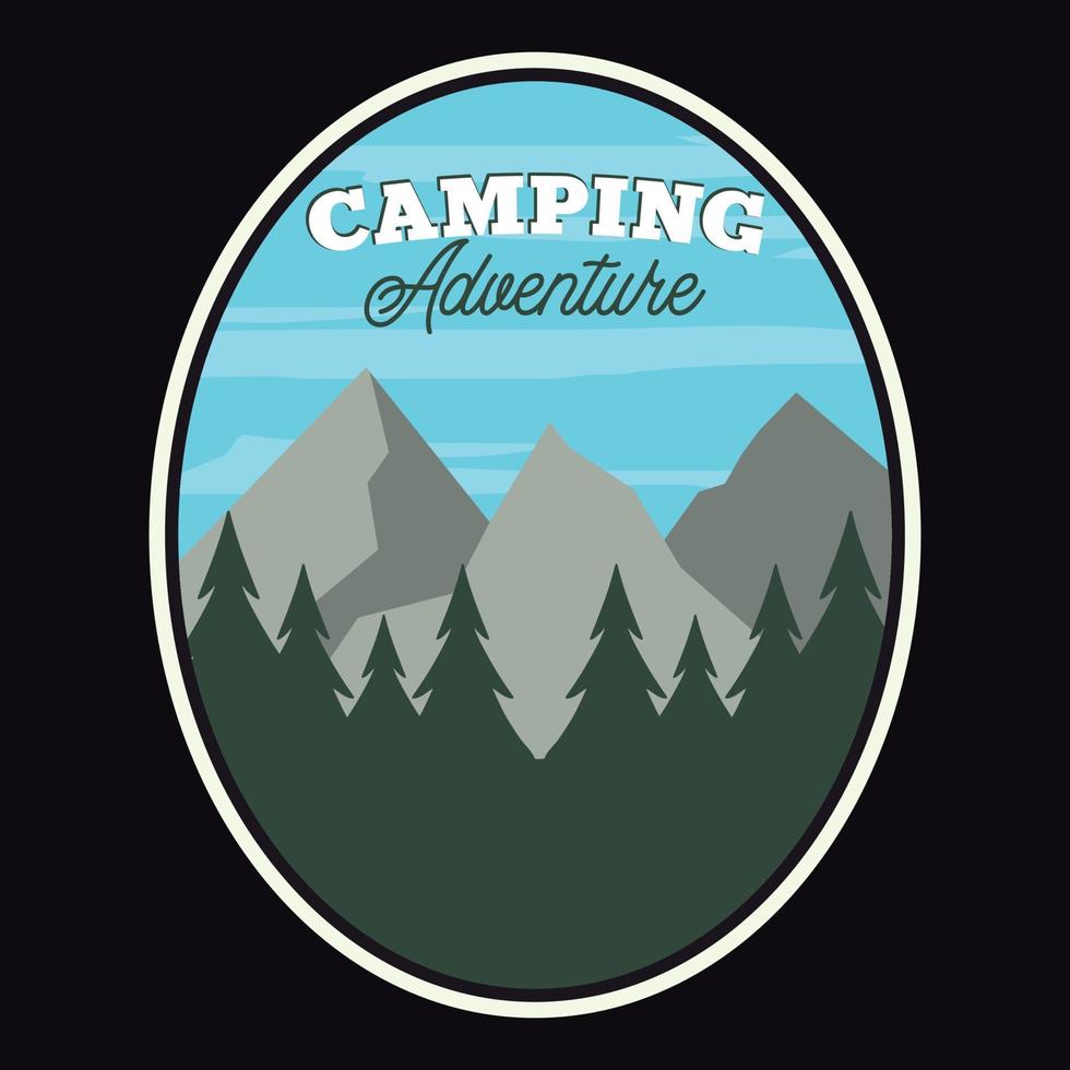 avontuur camping etiket vector illustratie retro wijnoogst insigne sticker en t-shirt ontwerp