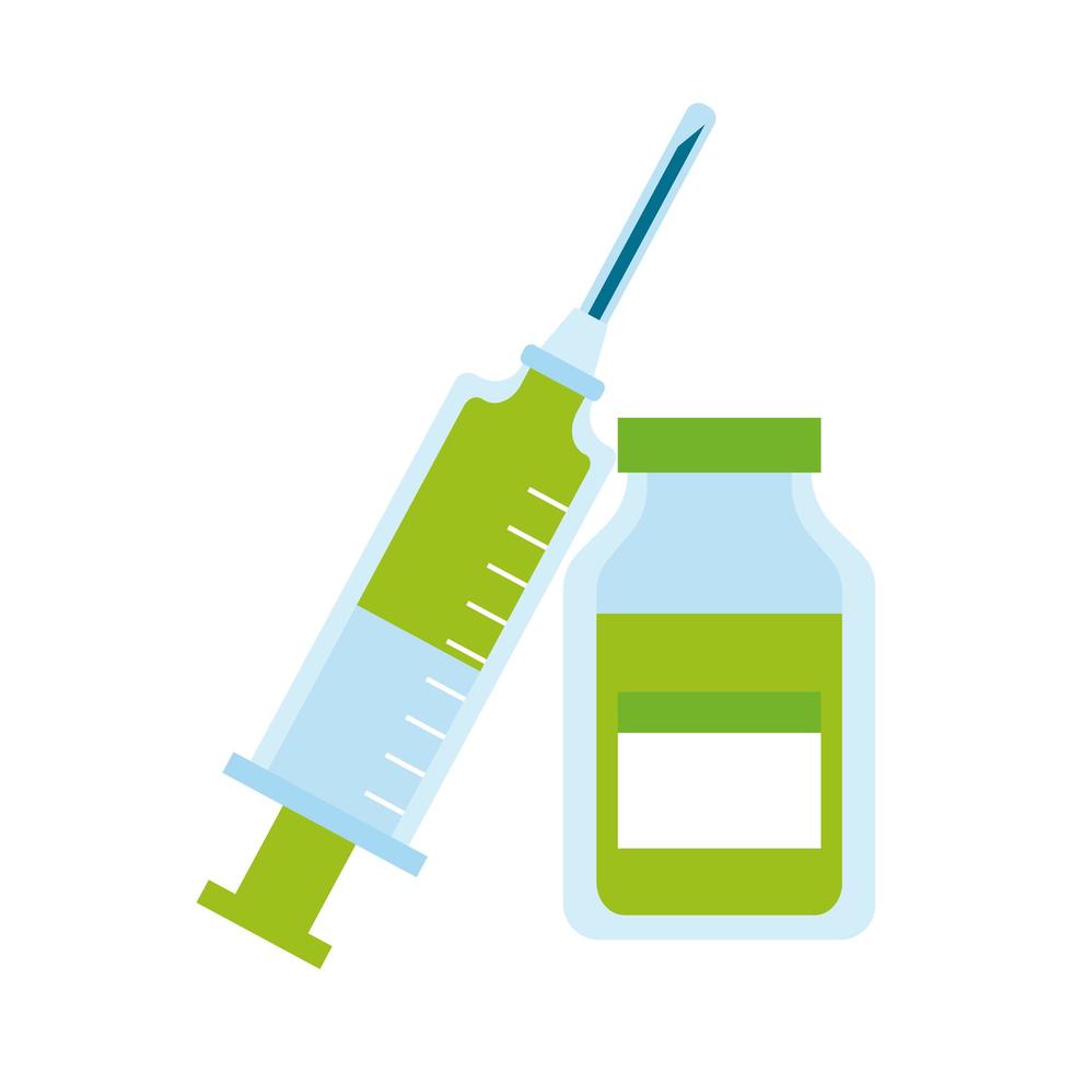 vaccin spuit met drugs platte stijlicoon vector