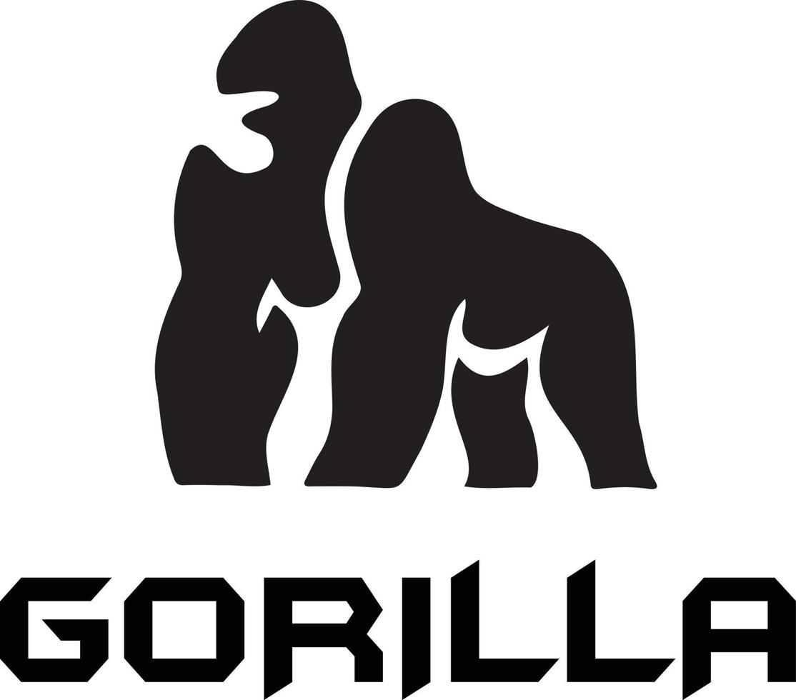 gorilla logo in negatief ruimte vector