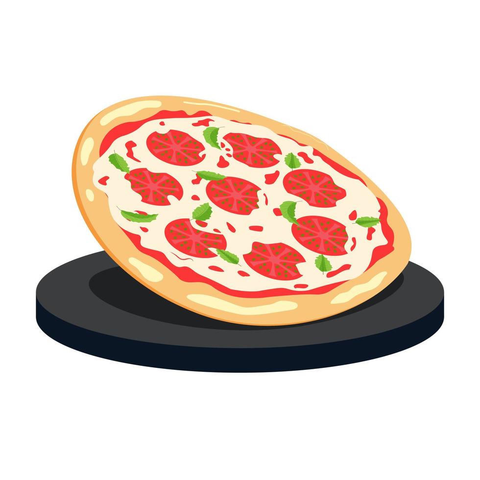 smakelijk margarita pizza. snel voedsel illustratie. vector eps10