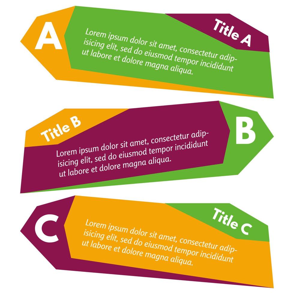 reeks van drie horizontaal kleurrijk opties spandoeken. stap door stap infographic ontwerp sjabloon. vector illustratie