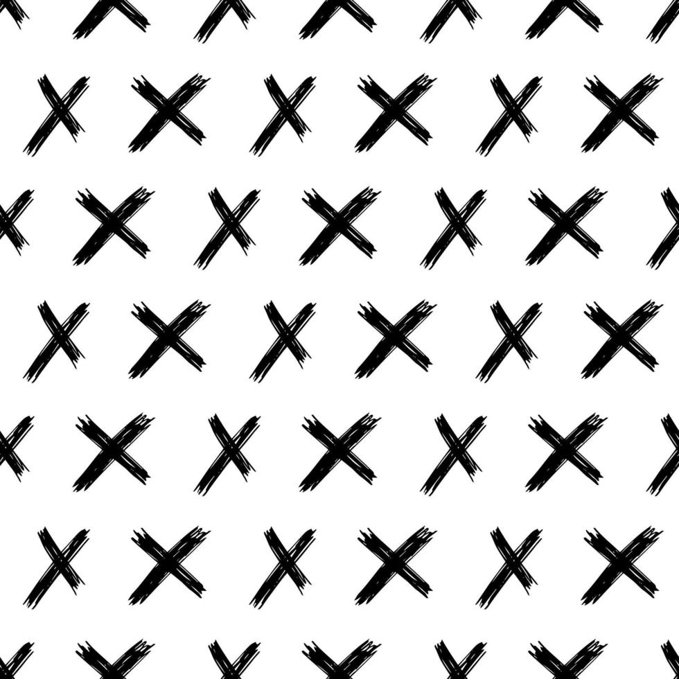 naadloos patroon met hand- getrokken kruis symbolen. zwart schetsen kruis symbool Aan wit achtergrond. vector illustratie