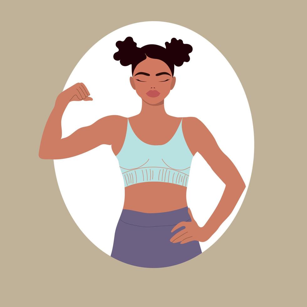 mooi geschiktheid vrouw demonstreren spieren. sport- meisje geïsoleerd Aan wit achtergrond. 2d vector geïsoleerd illustratie