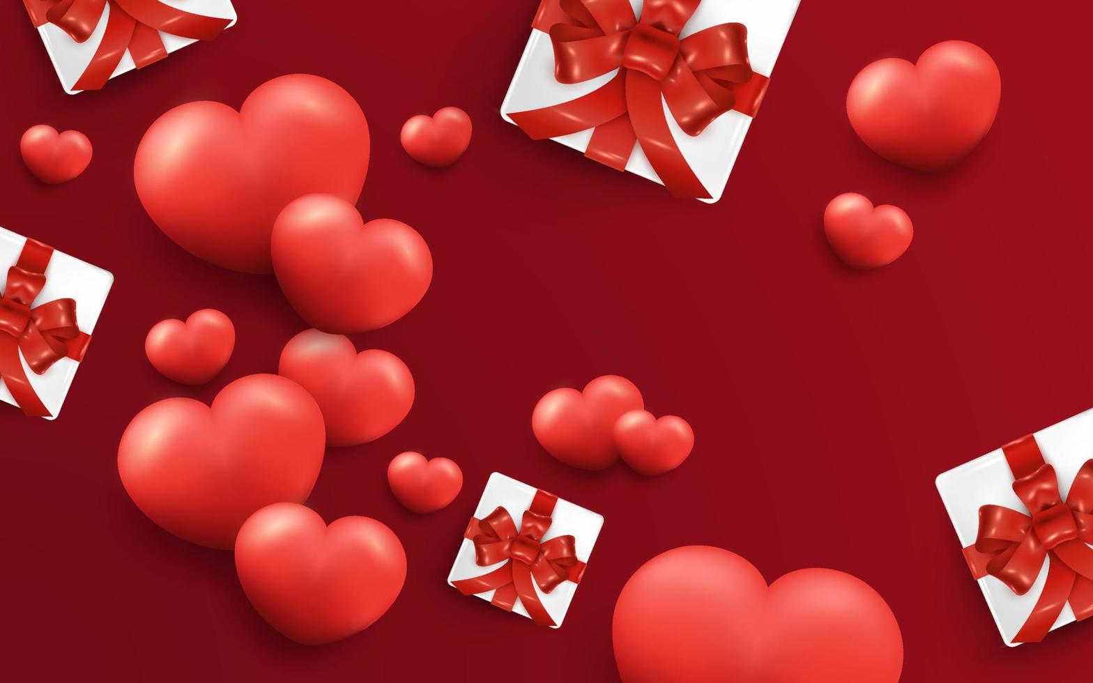 valentijnsdag dag achtergrond met geschenk doos ornamenten en schattig harten vector