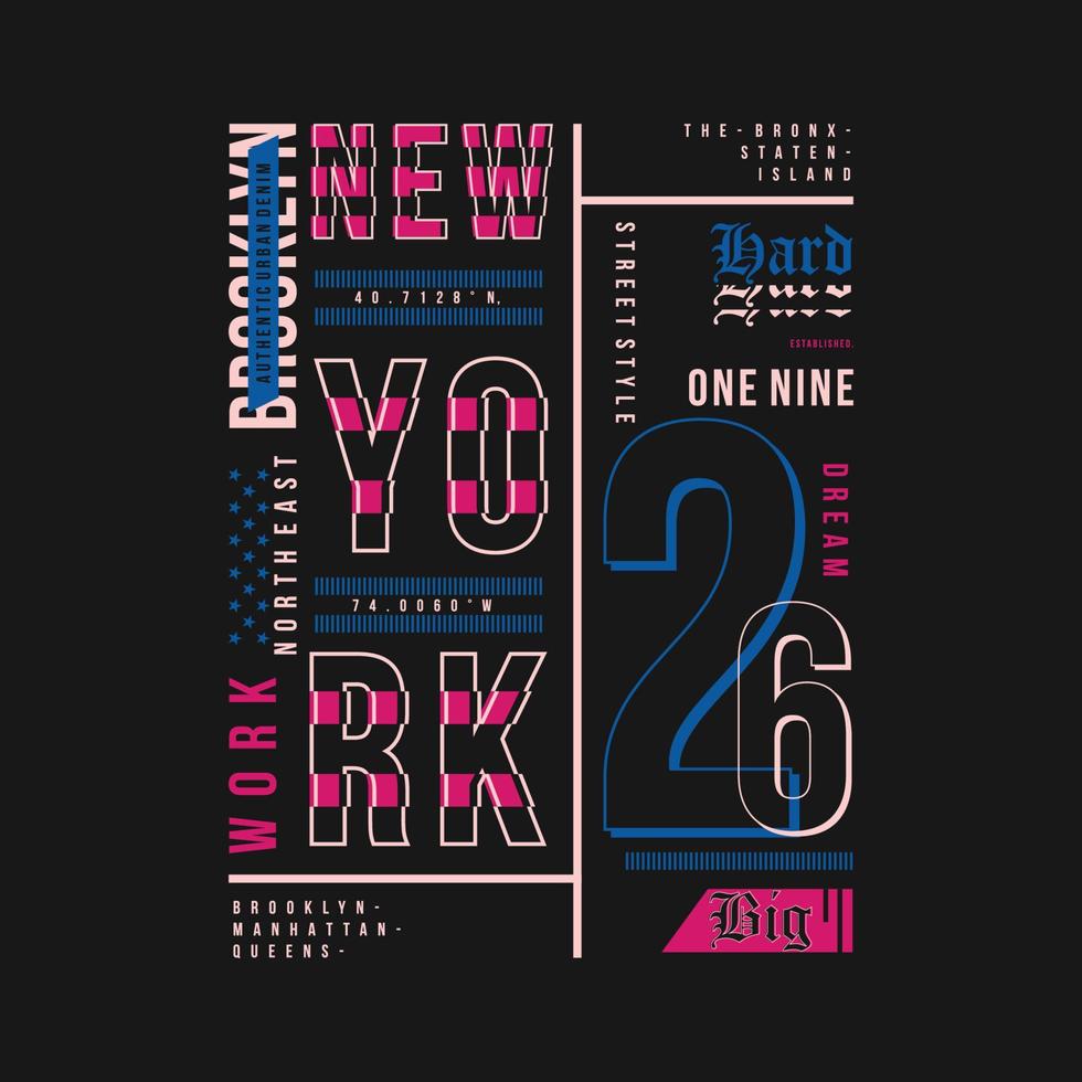 nieuw york tekst kader grafisch ontwerp, typografie vector, illustratie, voor afdrukken t shirt, koel modern stijl vector