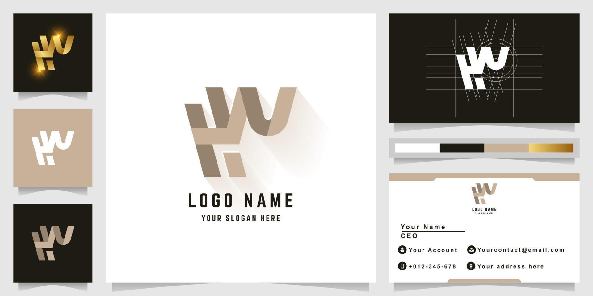 brief hw of hn monogram logo met bedrijf kaart ontwerp vector