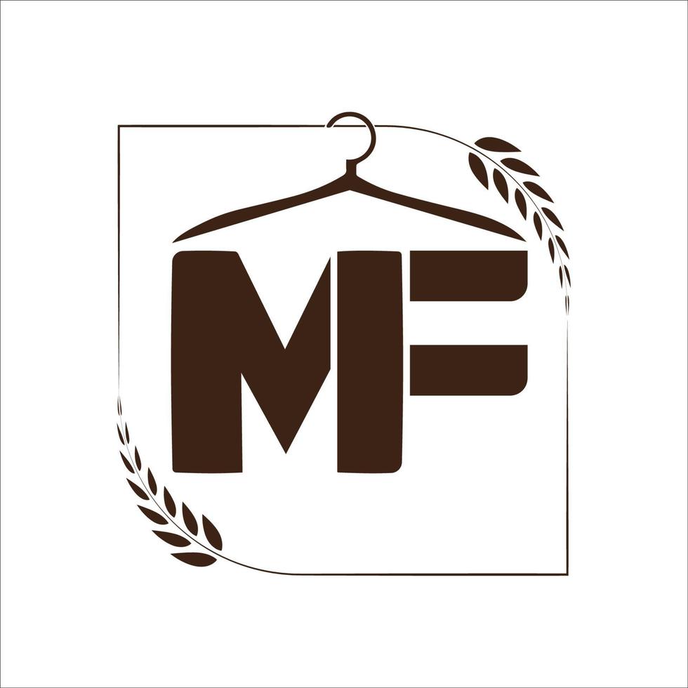 mf mode logo kledingstuk en kleermaker vector