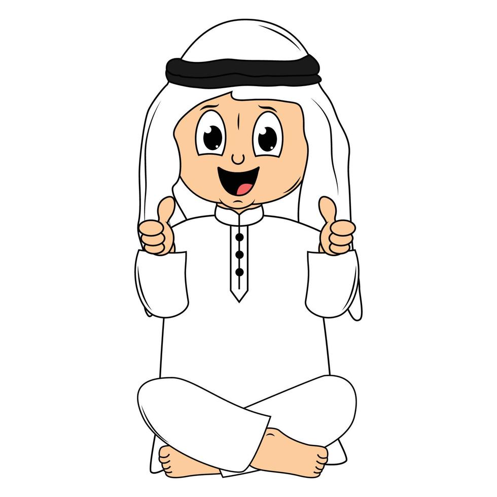 gelukkig moslim kind tekenfilm illustratie vector