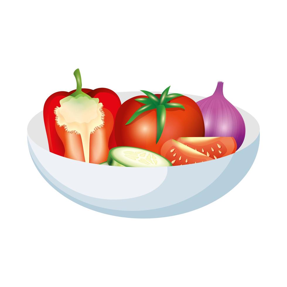 tomaat peper komkommer en knoflook groente vector ontwerp