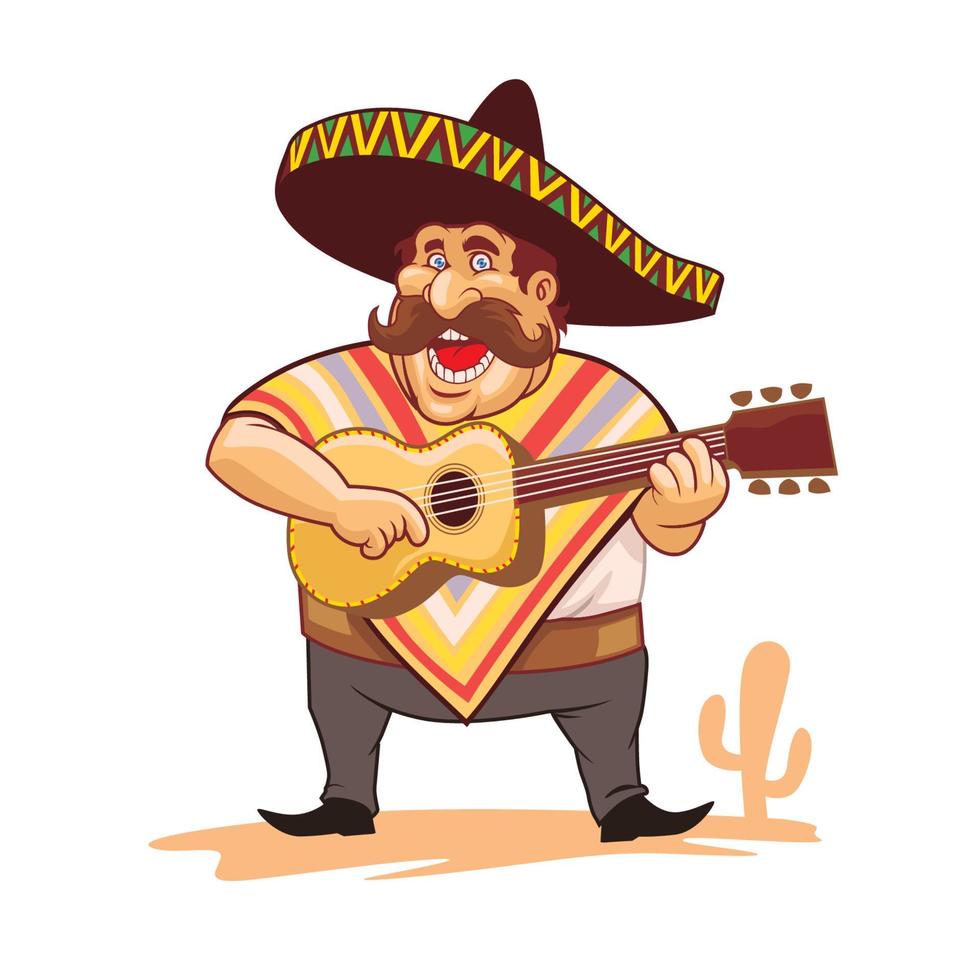 Mexicaans met sombrero en gitaar vector