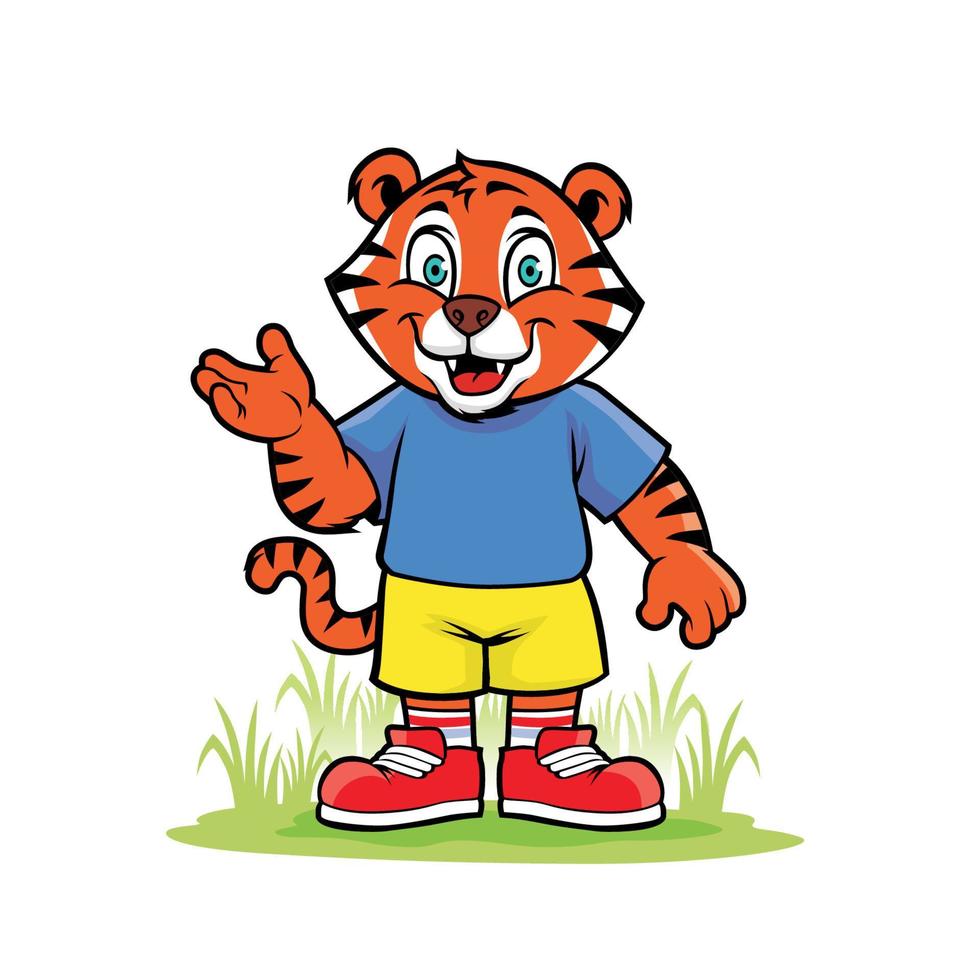 weinig tijger gelukkig tekenfilm vector