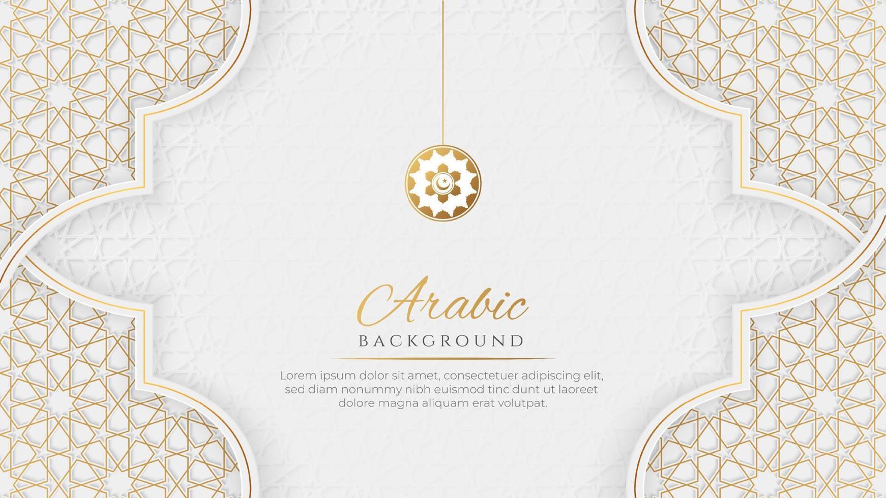 Arabische islamitische elegante luxe witte en gouden sierachtergrond met decoratief islamitisch patroon vector