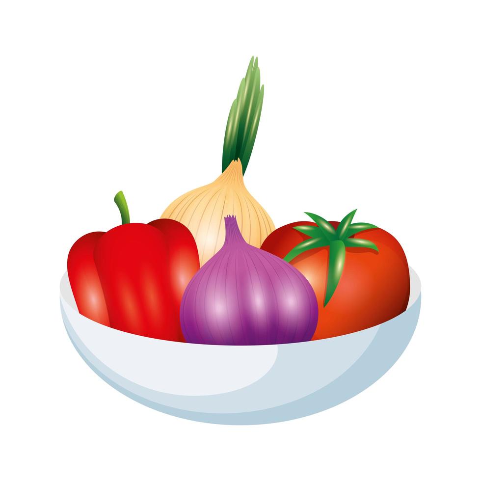 tomaat peper ui en knoflook groente vector ontwerp