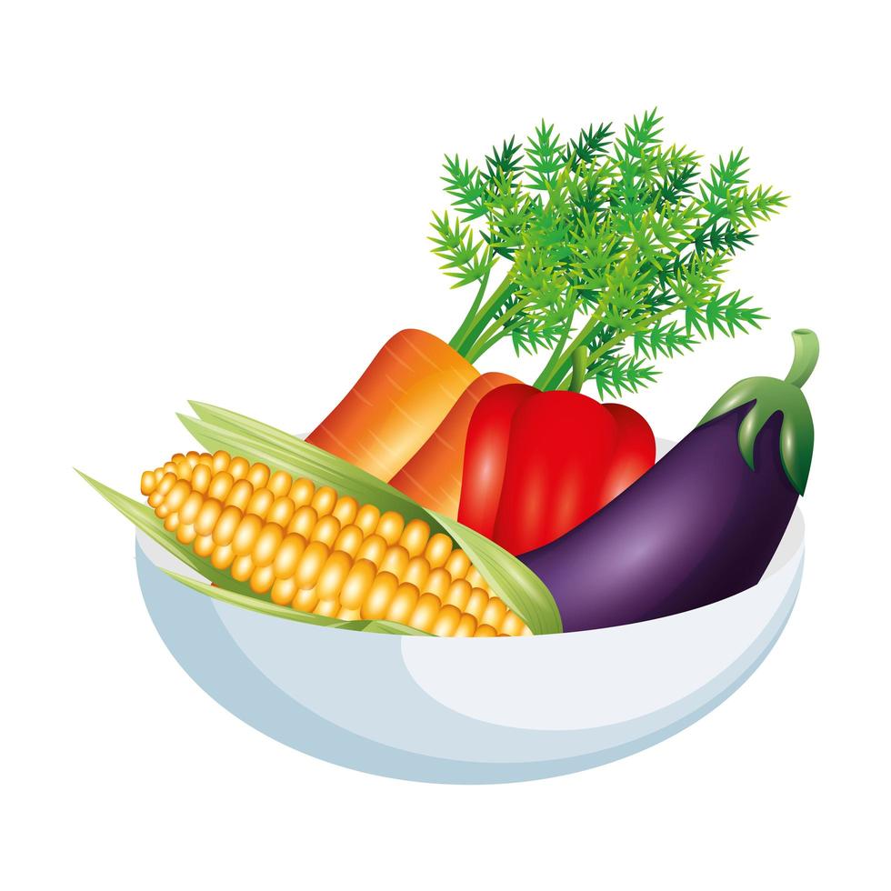 peper aubergine wortel en maïs vector ontwerp