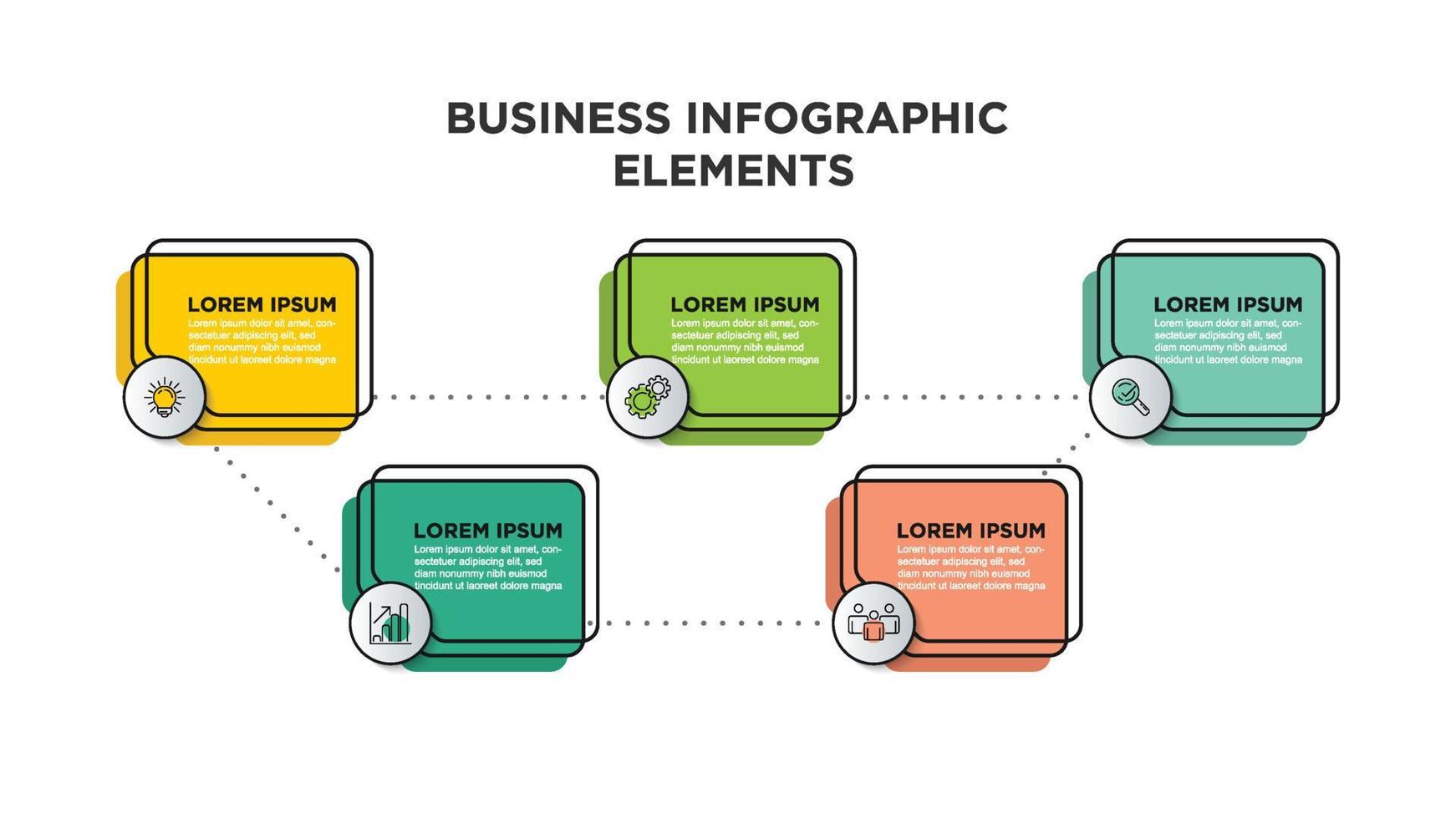 infographics voor bedrijf concept met pictogrammen en 5 opties of stappen. voor inhoud, diagram, stroomschema, stappen, onderdelen, tijdlijn infografieken, werkstroom, grafiek. vector