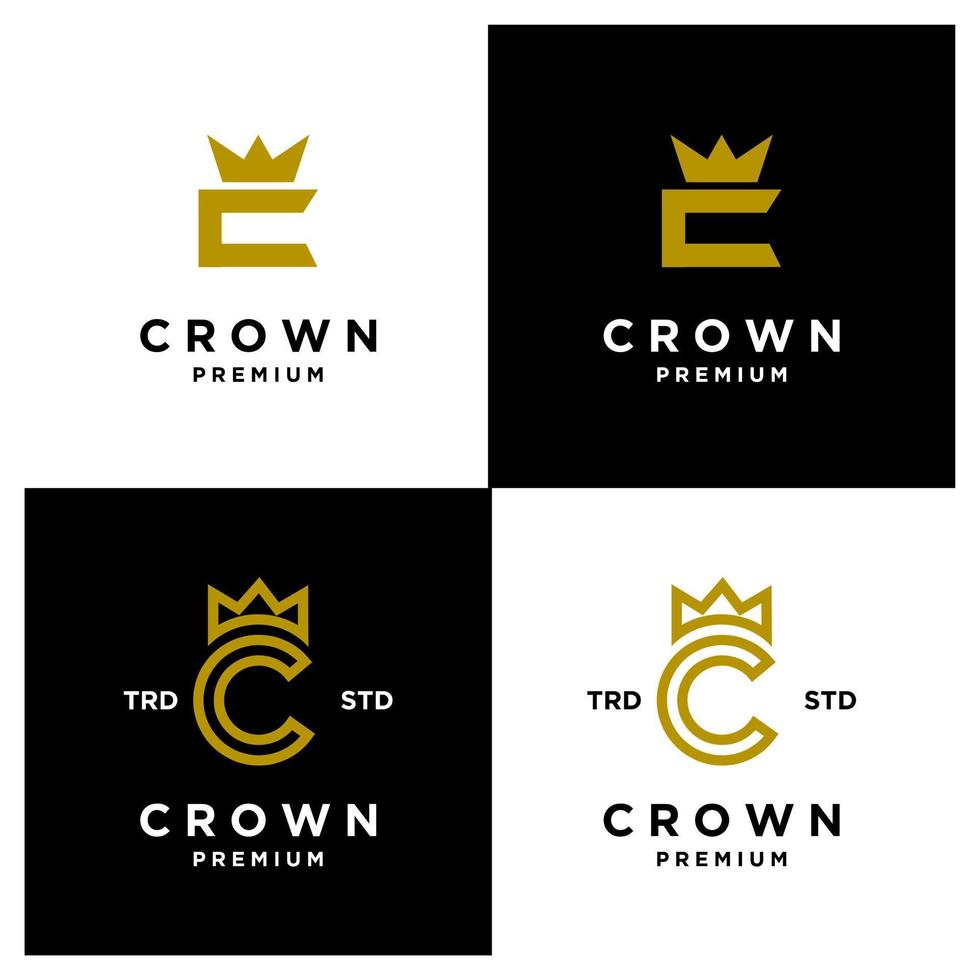 kroon brief c logo icoon ontwerp reeks verzameling vector