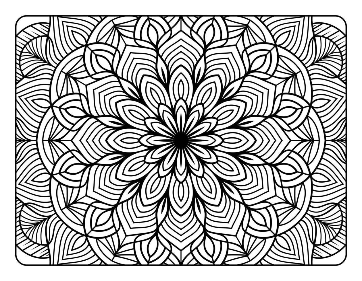 mandala bloemen kleur bladzijde voor volwassen kleur boek, zwart en wit mandala kleur bladzijde, hand- getrokken geschetst tekening lijn kunst voor volwassen kleur bladzijde interieur vector