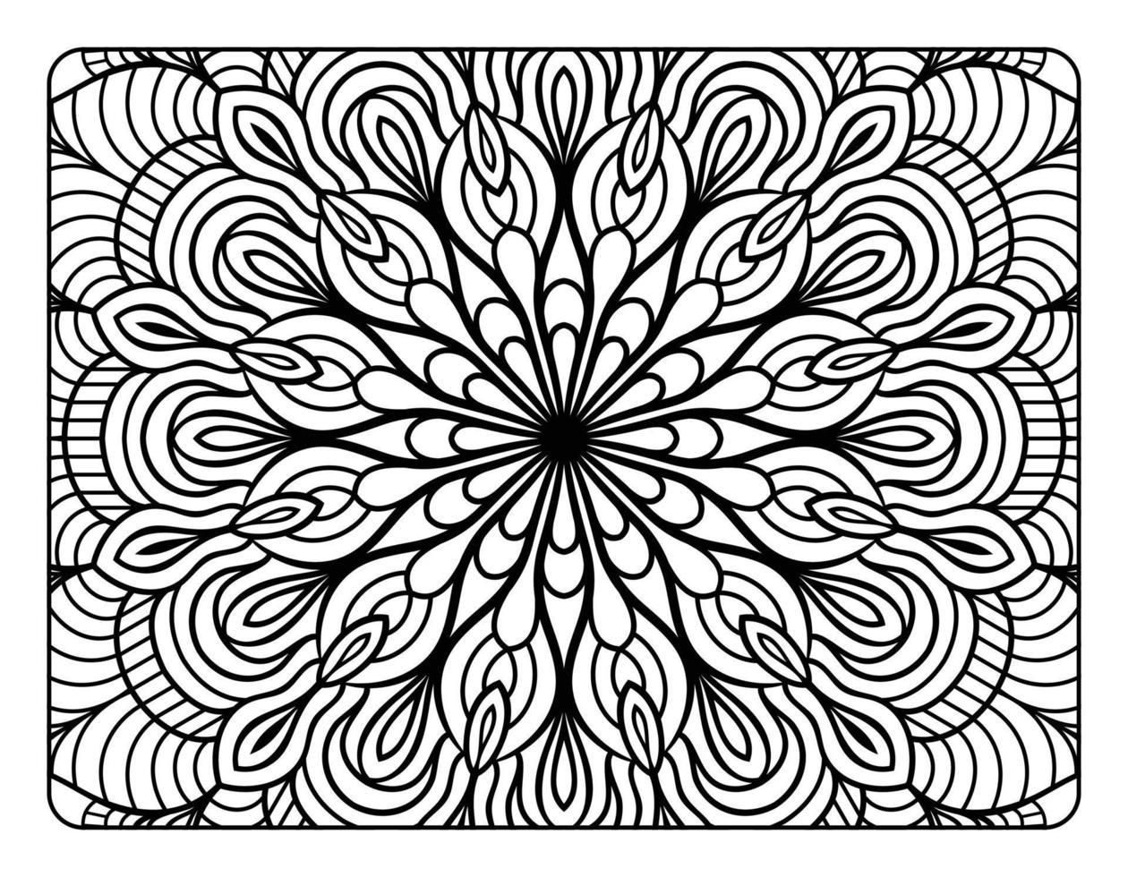 mandala bloemen kleur bladzijde voor volwassen kleur boek, zwart en wit mandala kleur bladzijde, hand- getrokken geschetst tekening lijn kunst voor volwassen kleur bladzijde interieur vector