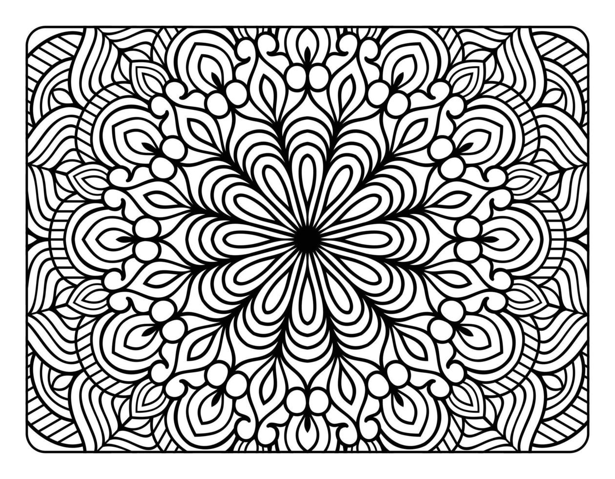 mandala bloemen kleur bladzijde voor volwassen kleur boek, zwart en wit mandala kleur bladzijde, hand- getrokken geschetst tekening lijn kunst voor volwassen kleur bladzijde interieur vector