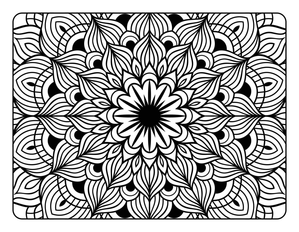 mandala bloemen kleur bladzijde voor volwassen kleur boek, zwart en wit mandala kleur bladzijde, hand- getrokken geschetst tekening lijn kunst voor volwassen kleur bladzijde interieur vector