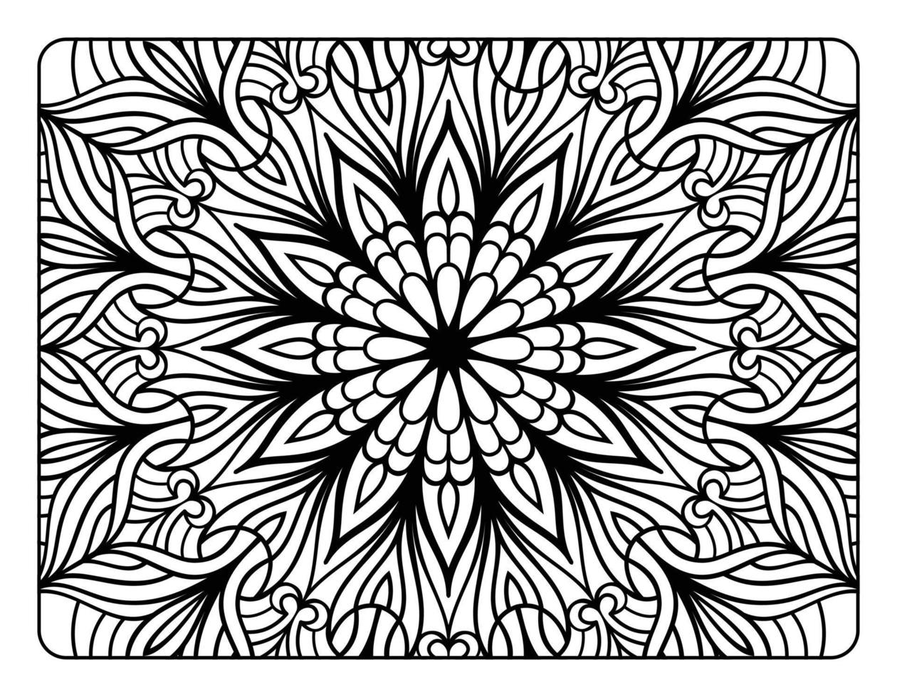 mandala bloemen kleur bladzijde voor volwassen kleur boek, zwart en wit mandala kleur bladzijde, hand- getrokken geschetst tekening lijn kunst voor volwassen kleur bladzijde interieur vector