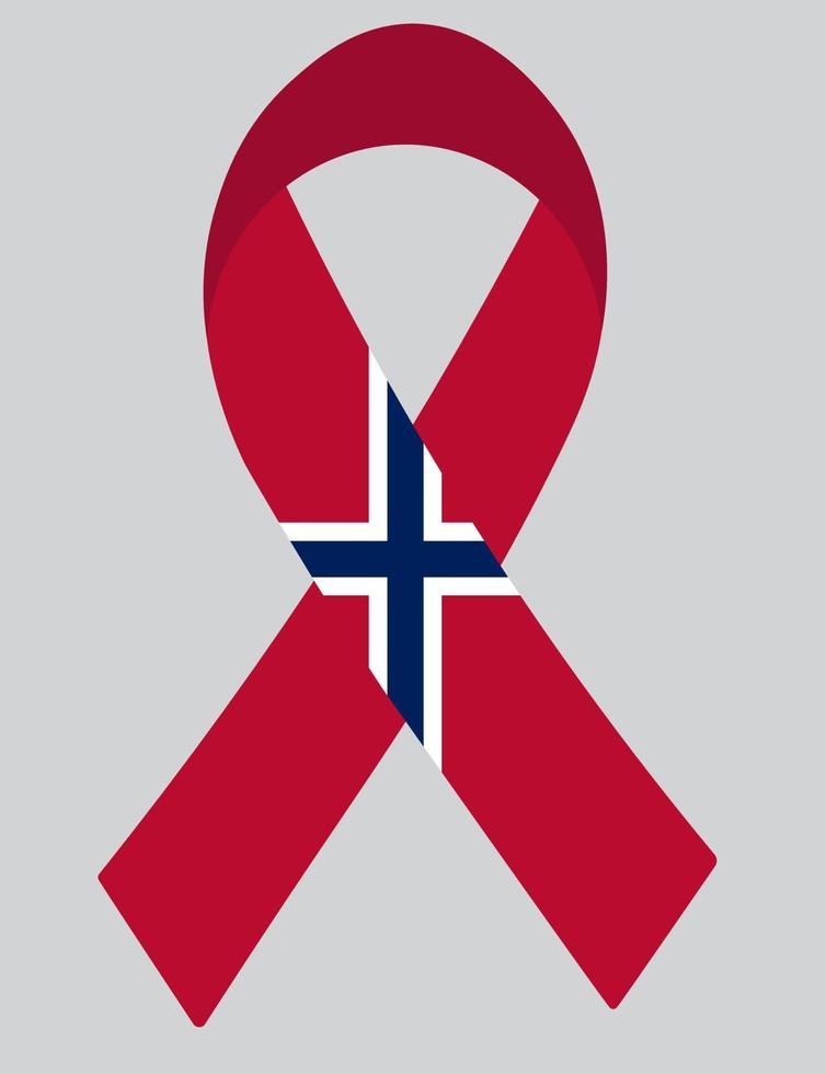 3d vlag van Noorwegen Aan lintje. vector