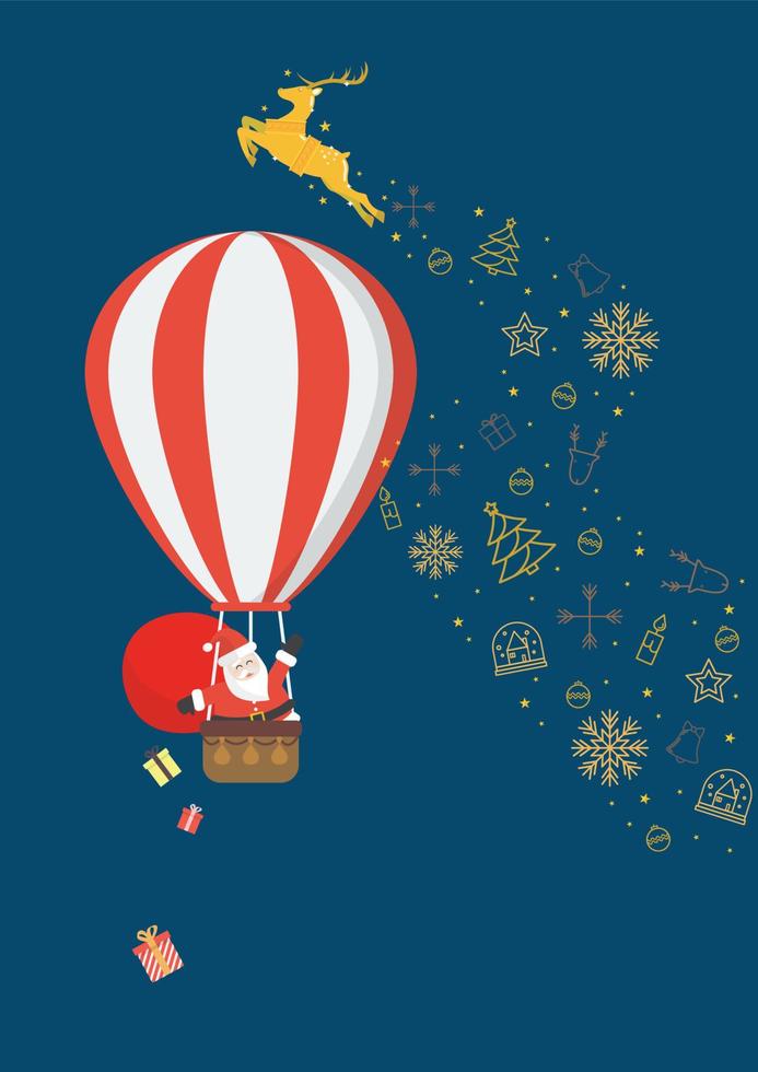 de kerstman claus Aan een heet lucht ballon vector