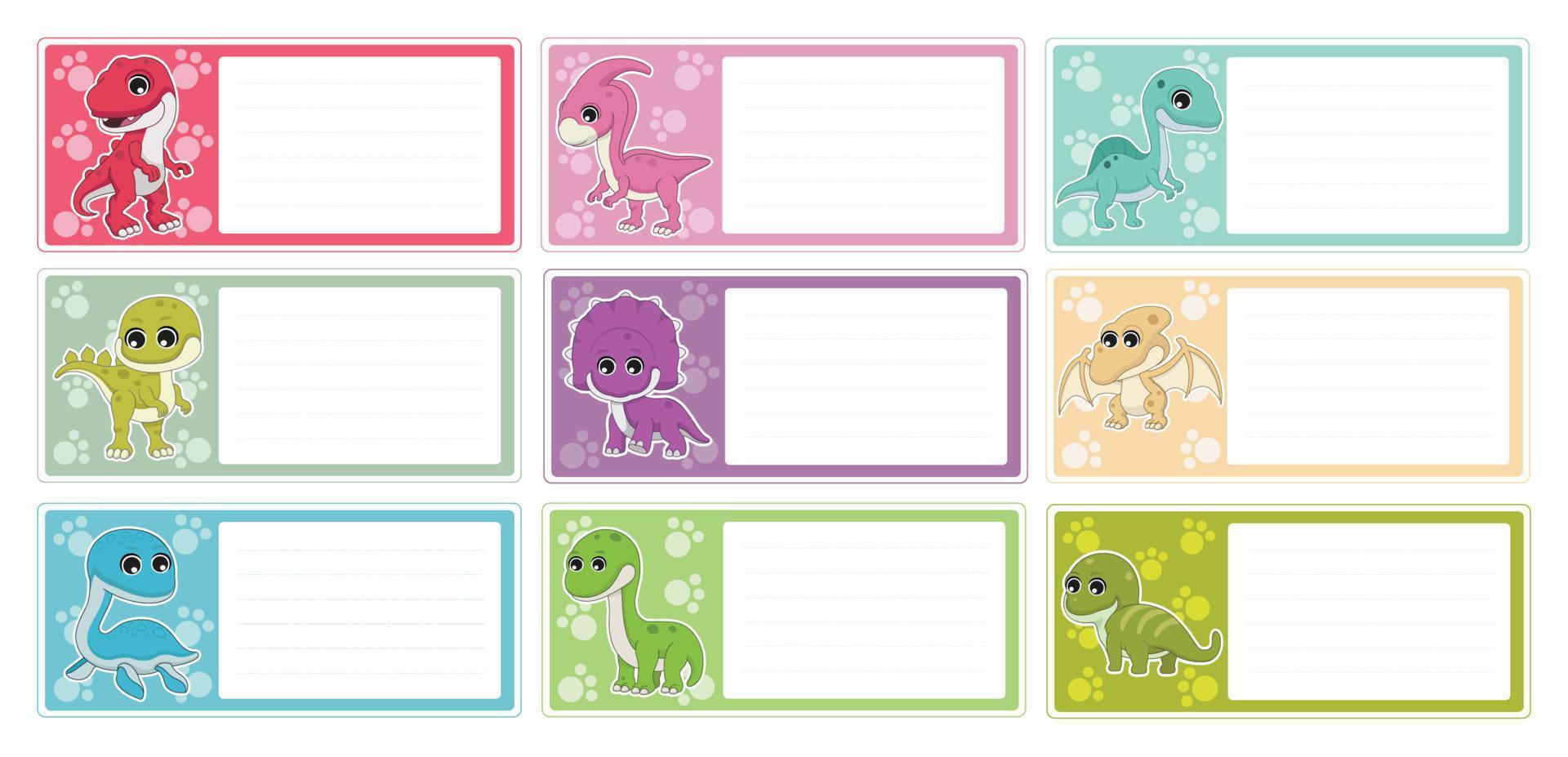 dino notebooks etiket vector