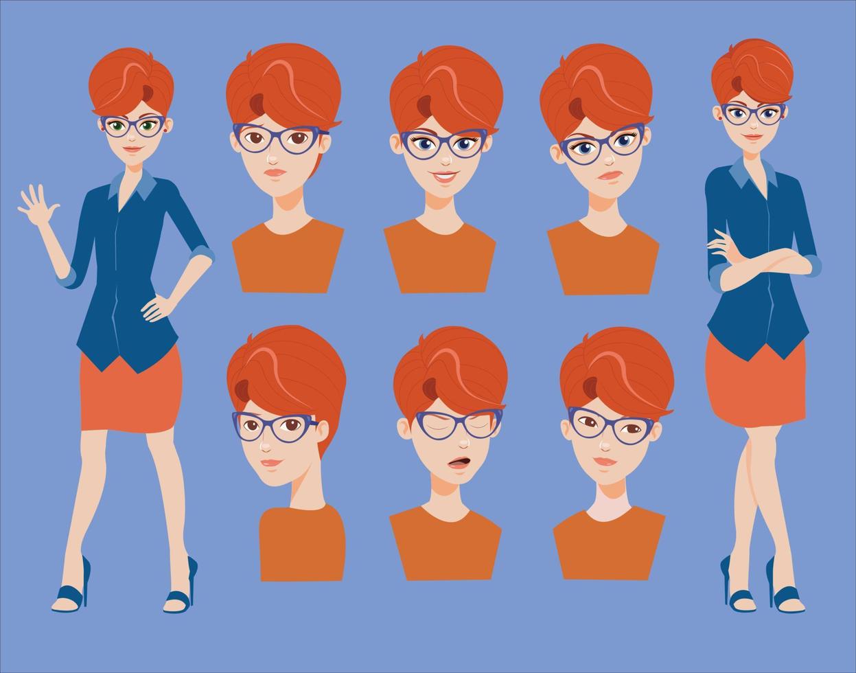 kantoor vrouw vector illustratie met blauw glas