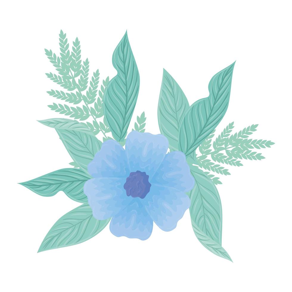 bloemen blauwe kleur pastel met takken en bladeren, natuur concept vector