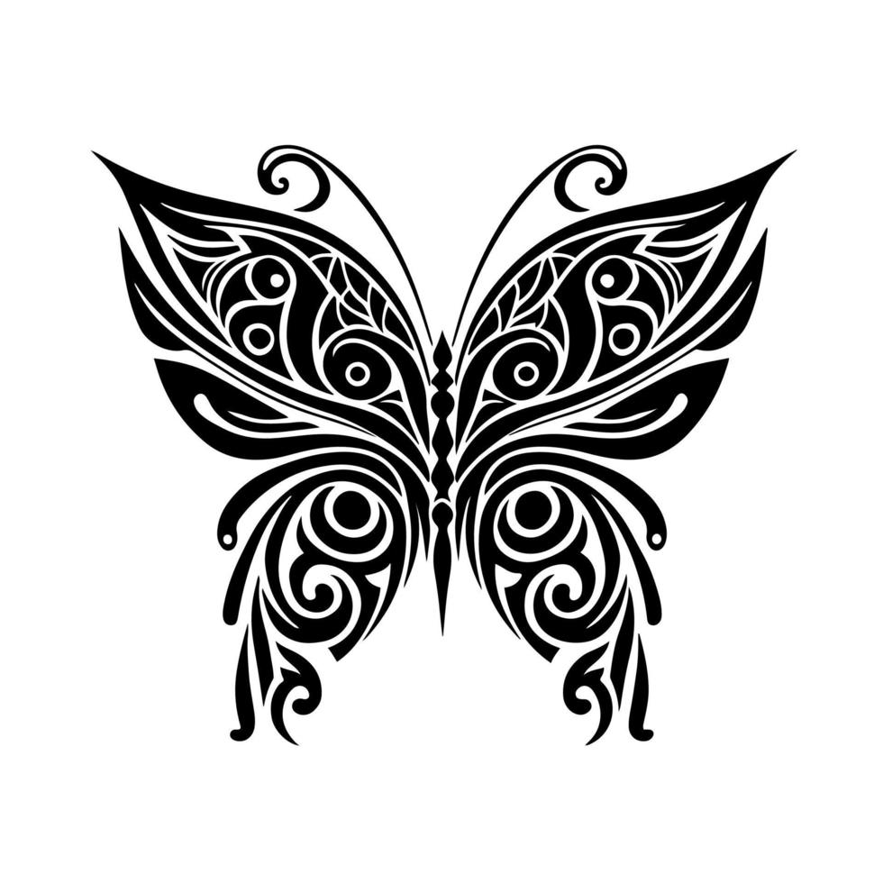sier- vlinder. decoratief illustratie voor logo, embleem, borduurwerk, hout brandend, bouwen. vector