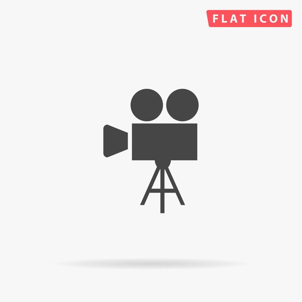 video film camera. gemakkelijk vlak zwart symbool met schaduw Aan wit achtergrond. vector illustratie pictogram