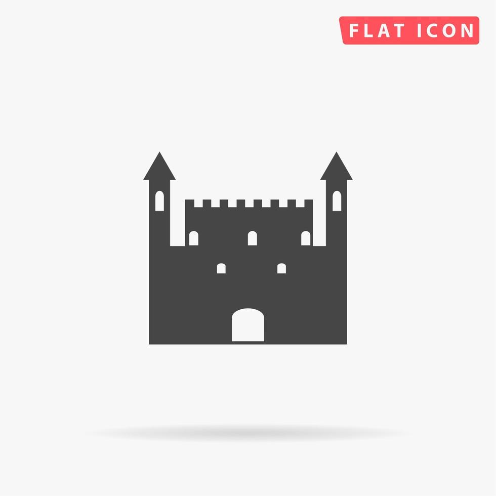 kasteel. gemakkelijk vlak zwart symbool met schaduw Aan wit achtergrond. vector illustratie pictogram