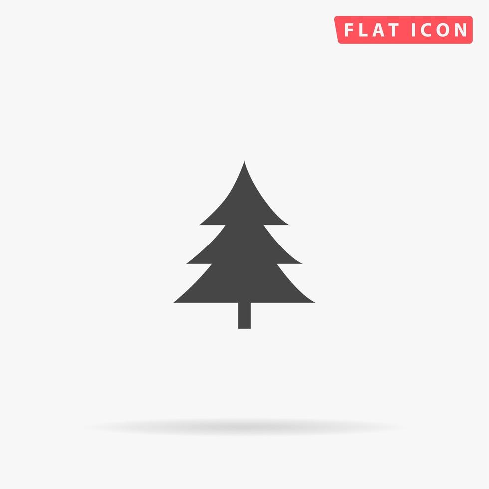spar, Kerstmis boom. gemakkelijk vlak zwart symbool met schaduw Aan wit achtergrond. vector illustratie pictogram
