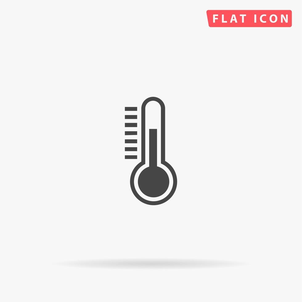 gemakkelijk thermometer. gemakkelijk vlak zwart symbool met schaduw Aan wit achtergrond. vector illustratie pictogram