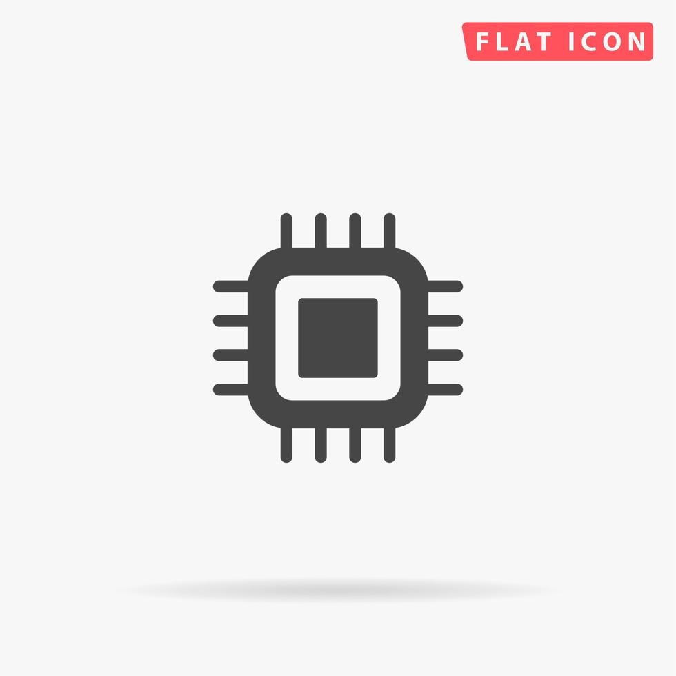 processor. gemakkelijk vlak zwart symbool met schaduw Aan wit achtergrond. vector illustratie pictogram