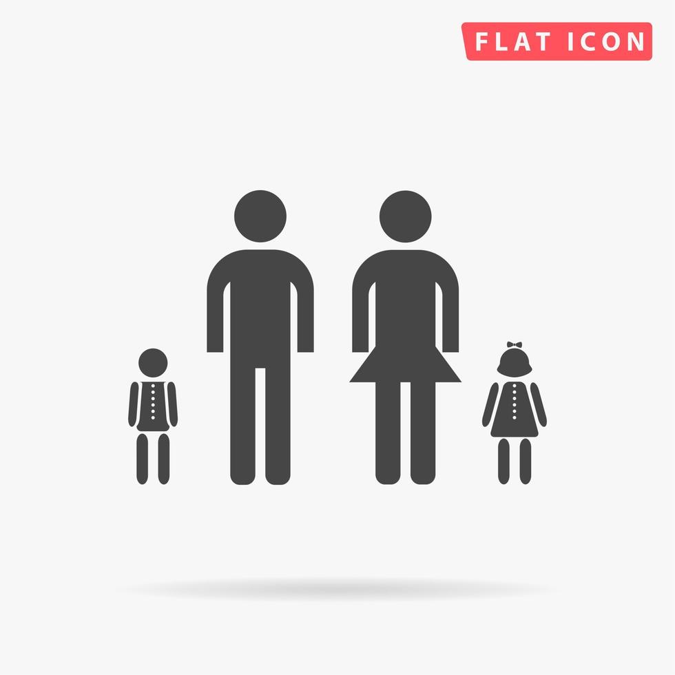 gemakkelijk familie. gemakkelijk vlak zwart symbool met schaduw Aan wit achtergrond. vector illustratie pictogram