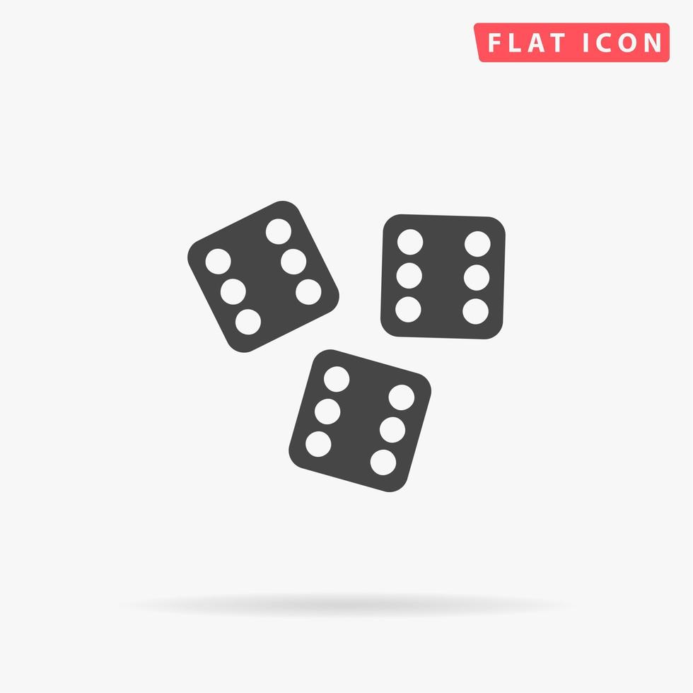 Lucky dobbelstenen casino het gokken spel jackpot. gemakkelijk vlak zwart symbool met schaduw Aan wit achtergrond. vector illustratie pictogram