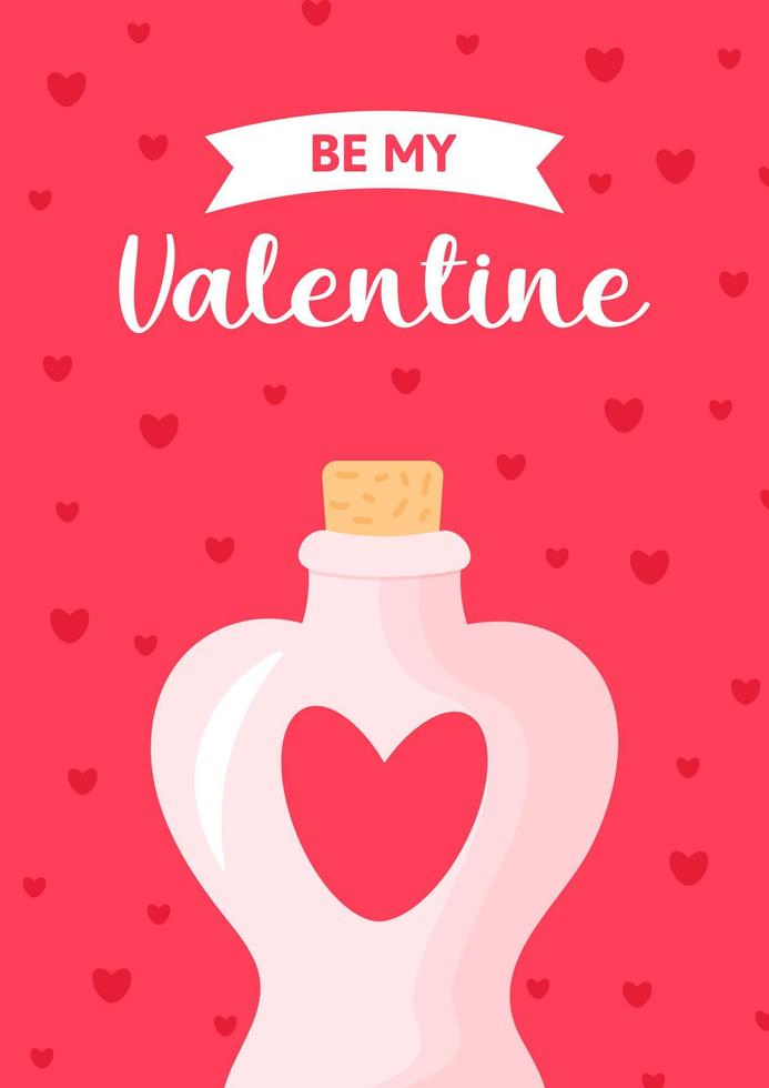 valentijnsdag dag achtergrond met de liefde toverdrank en tekst. bewerkbare vector illustratie voor website, uitnodiging, ansichtkaart en sticker. formulering omvatten worden mijn valentijn.