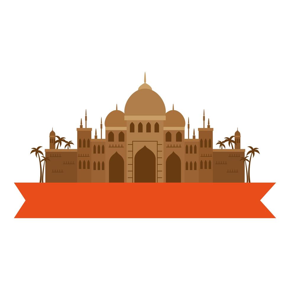 Taj Mahal, beroemd monument van India met lint vector