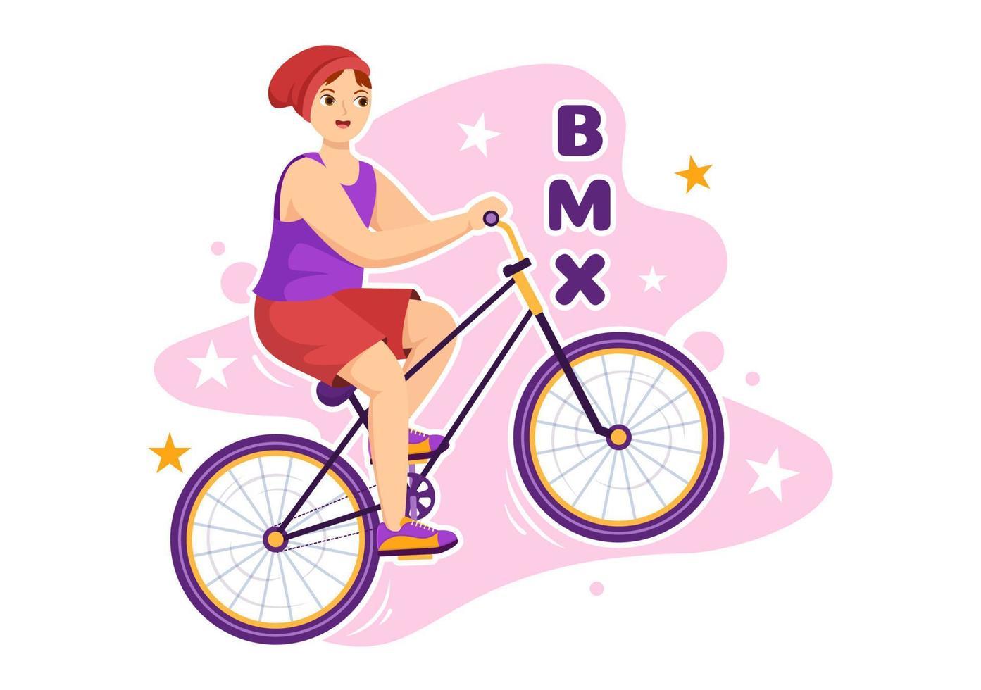 bmx fiets sport illustratie met jong mensen rijden fietsen voor web banier of landen bladzijde in vlak tekenfilm hand- tekening achtergrond sjabloon vector