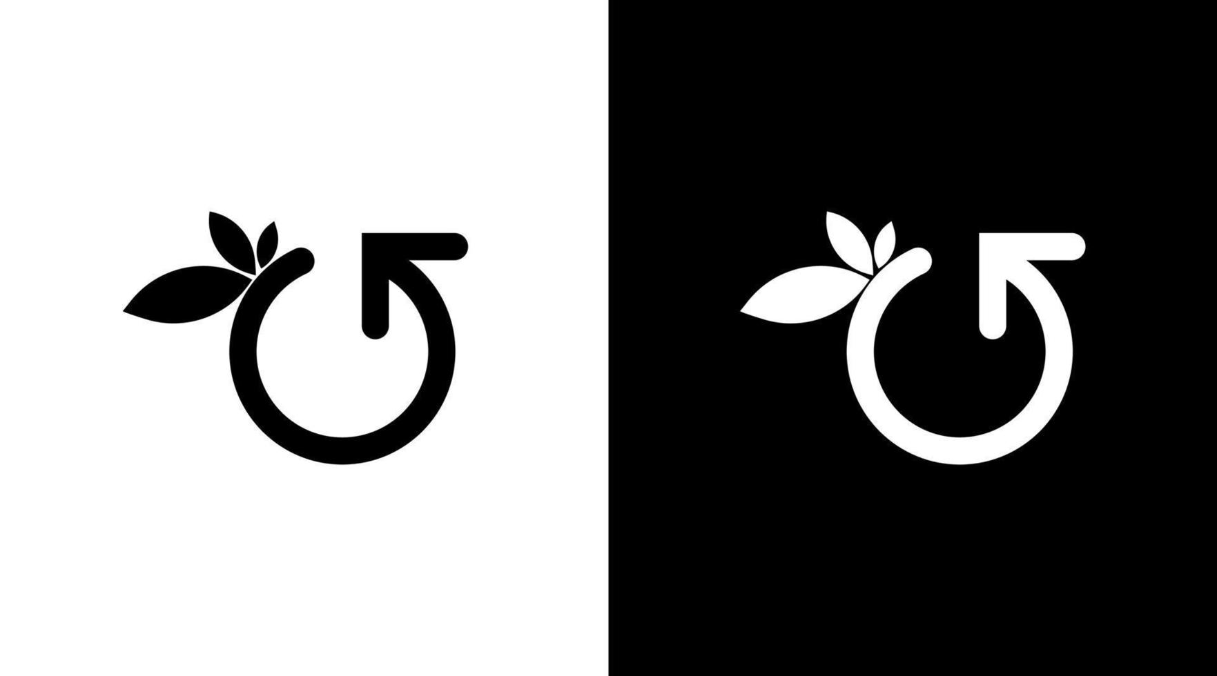 recycle cirkel vector logo monogram met bladeren zwart en wit ontwerp sjabloon