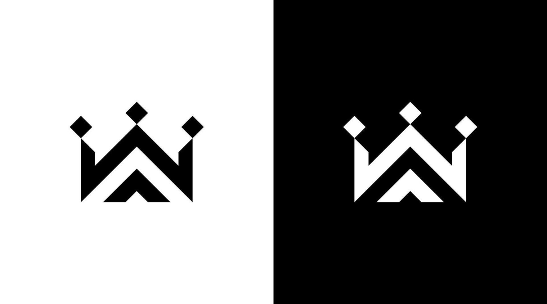koning kroon vector logo w monogram zwart en wit icoon illustratie ontwerpen Sjablonen